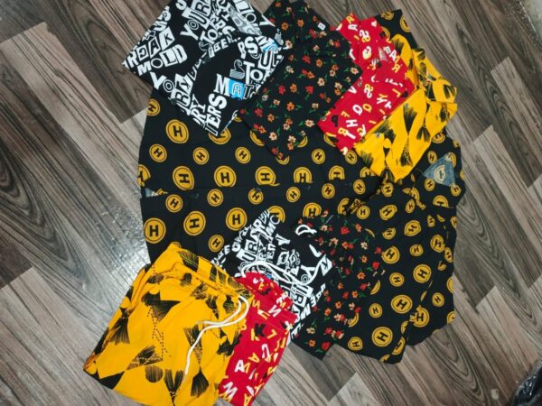 "H" Patterned Button-Up Shirt and Pants Set, Men's Casual Loungewear Set - Image 2